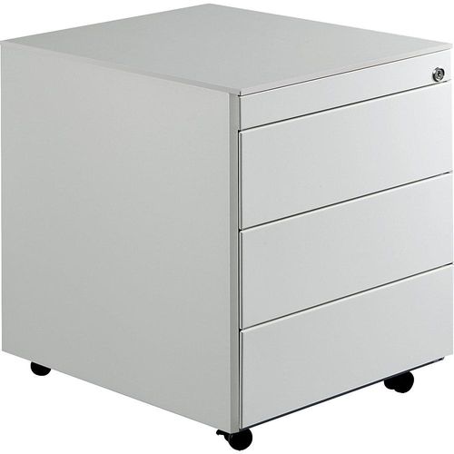 4250633325698 - mauser Schubladencontainer mit Rollen HxT 570 x 600 mm Stahlplatte 3 Schubladen lichtgrau 4250633325698 - mauser Schubladencontainer mit Rollen HxT 570 x 600 mm Stahlplatte 3 Schubladen lichtgrau