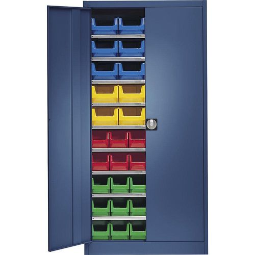 4250633314067 - mauser Magazinschrank einfarbig mit 50 Sichtlagerkästen 9 Fachböden blau ab 3 Stk 4250633314067 - mauser Magazinschrank einfarbig mit 50 Sichtlagerkästen 9 Fachböden blau ab 3 Stk