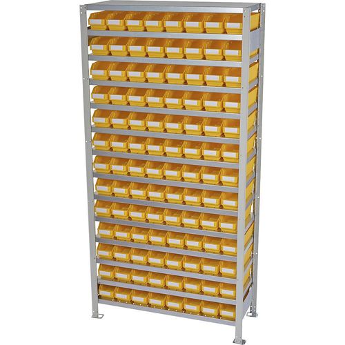 4250621501776 - Steckregal mit Regalkästen Regalhöhe 2100 mm Grundregal Tiefe 300 mm 104 Kästen gelb STEMO
