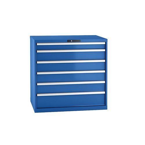 7612269043617 - LISTA Schubladenschrank Stahlblech HxB 1000 x 1023 mm 6 Schubladen Tragkraft 75 kg enzianblau