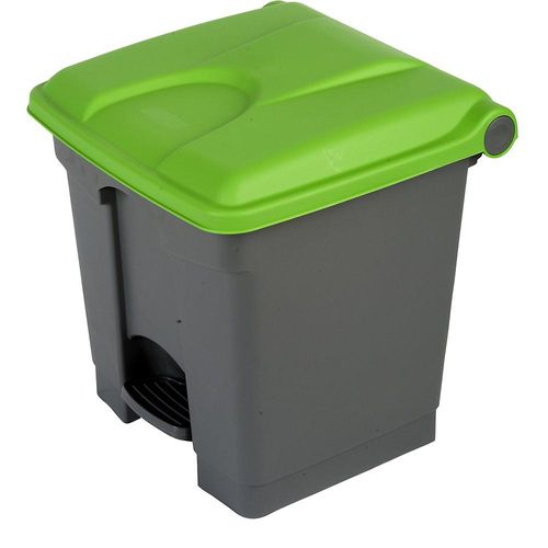 4897020622994 - EUROKRAFTbasic Pedal- Tretabfallsammler Volumen 30 l BxHxT 410 x 435 x 400 mm grau Deckel grün