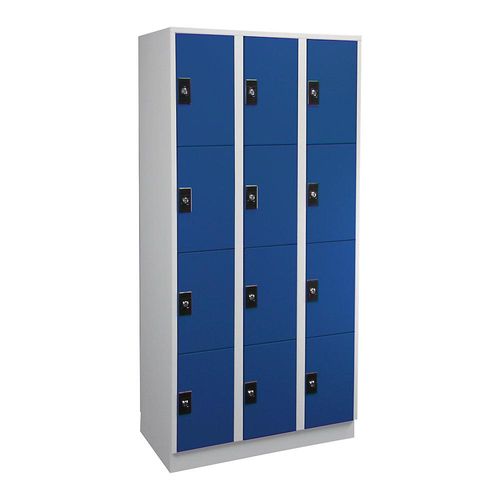 4250618244105 - 4er-Schließfachschrank Stuttgart 3 Abteile lichtgrau enzianblau 4250618244105 - 4er-Schließfachschrank Stuttgart 3 Abteile lichtgrau enzianblau