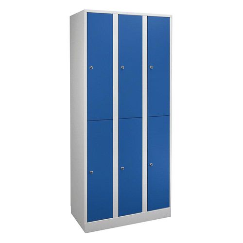 4250618207605 - Garderobenschrank in Komfort-Größe 6 Fächer Abteilbreite 300 mm lichtgrau   enzianblau