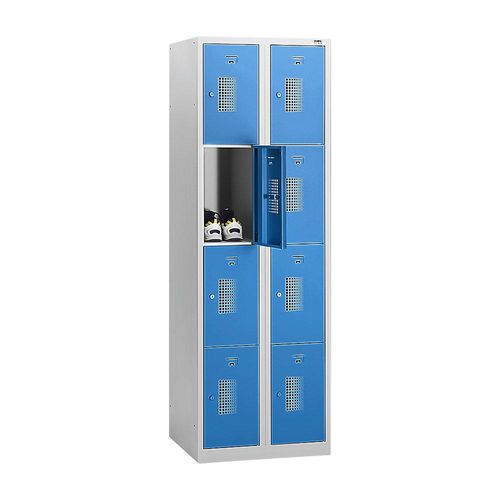 4061753006783 - eurokraft basic AMSTERDAM Schließfachschrank 2 Abteile BxH 800 x 1800 mm 8 Fächer Zylinderschloss lichtgrau lichtblau 4061753006783 - eurokraft basic AMSTERDAM Schließfachschrank 2 Abteile BxH 800 x 1800 mm 8 Fächer Zylinderschloss lichtgrau lichtblau