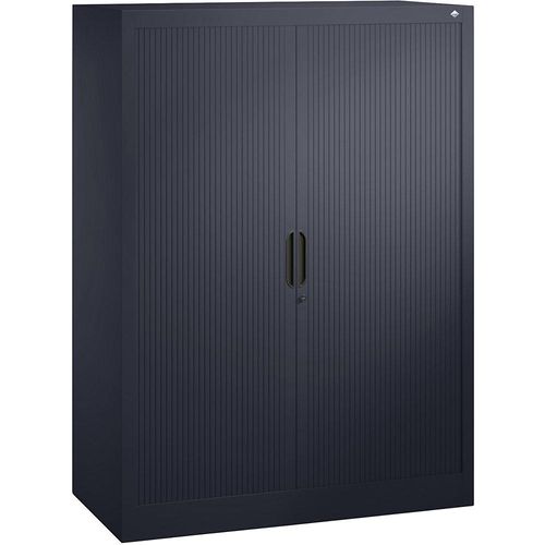 4050646281475 - Rollladenschrank mit Horizontal-Jalousie HxBxT 1345 x 1000 x 420 mm 3 Fachböden 35 Ordnerhöhen schwarzgrau