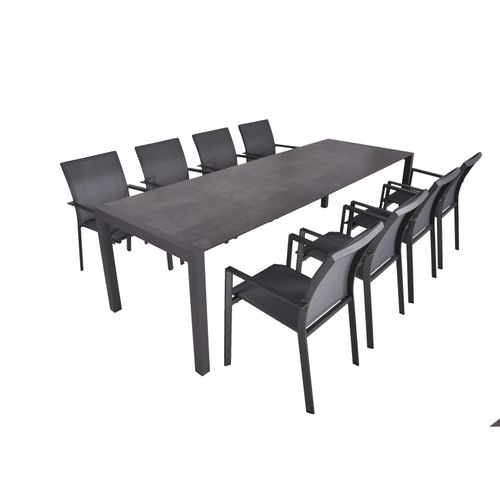 4059865632464 - 9-tlg Garten Tischgruppe Sitzgruppe Tisch Stuhl Aluminium
