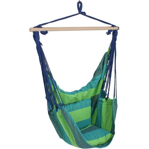 4041908101372 - Hängesessel TOBAGO Hängestuhl Hängematte Hängesitz Schaukel 2 Kissen blau grün 4041908101372 - Hängesessel TOBAGO Hängestuhl Hängematte Hängesitz Schaukel 2 Kissen blau grün