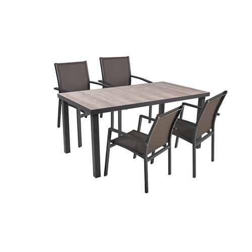4059865543296 - 5tlg Tischgruppe RANA Set Garten Sitzgruppe Outdoor Grau Metall Polster Möbel 4059865543296 - 5tlg Tischgruppe RANA Set Garten Sitzgruppe Outdoor Grau Metall Polster Möbel