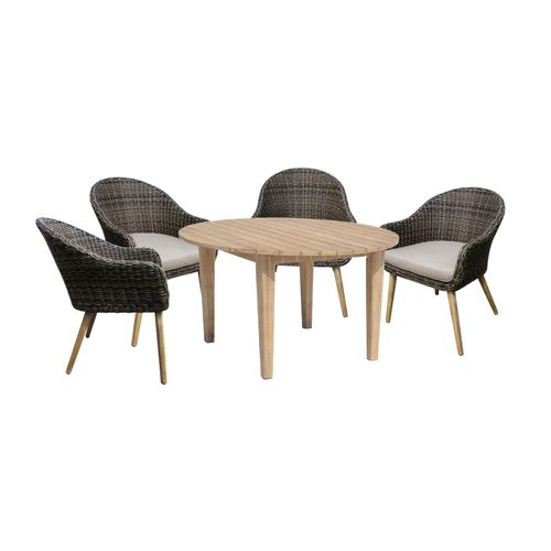 4041908121097 - 5tlg Polyrattan Tischgruppe Garten Sitzgruppe Lounge Set Möbel Sitzgarnitur