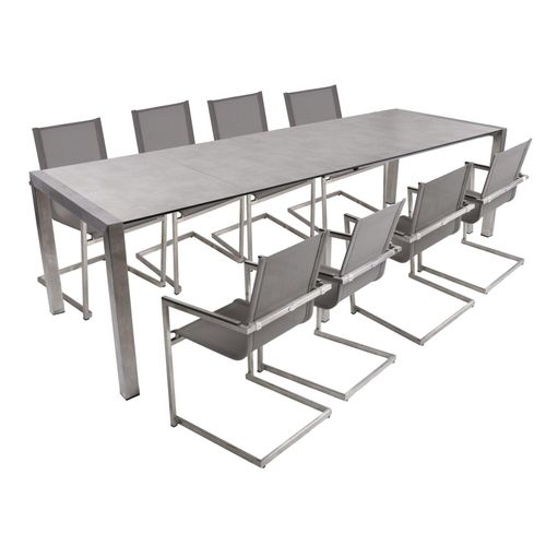 4059865543708 - 9-tlg Edelstahl Tischgruppe SIENNA Set Gartenmöbel Sitzgruppe Sitzgarnitur