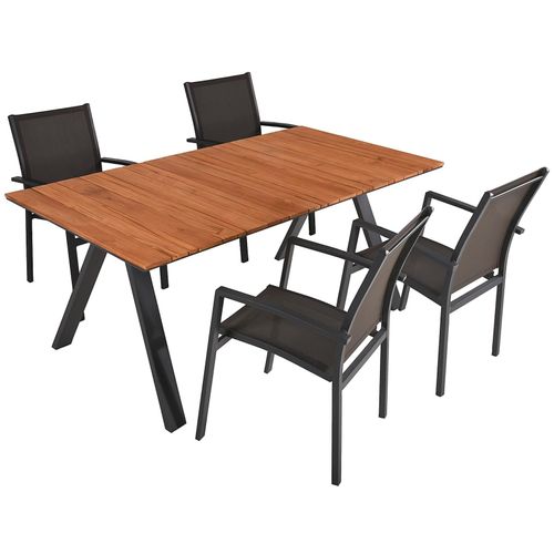4041908125422 - Tischgruppe DAVINA Set 05 5-tlg Garten Sitzgruppe Outdoor Grau Holz Metall Möbel 4041908125422 - Tischgruppe DAVINA Set 05 5-tlg Garten Sitzgruppe Outdoor Grau Holz Metall Möbel