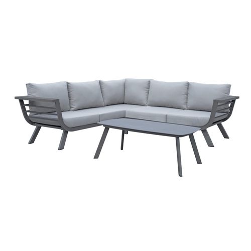 4059865543739 - Alu Lounge Gruppe AURELIA Garten Sitzgruppe Outdoor Grau Kunststoff Garnitur