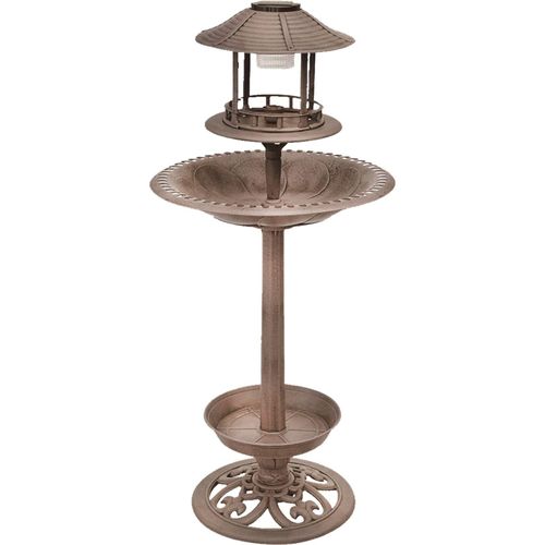 4041908080356 - Robuste Vogel Tränke mit led Beleuchtung Bronze Steh Lampe Dekoration Außen Leuchte 315079