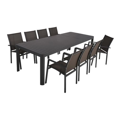 4059865542640 - 9-tlg Alu Tischgruppe AMIRA Set Garten Sitzgruppe Outdoor Grau Metall Möbel