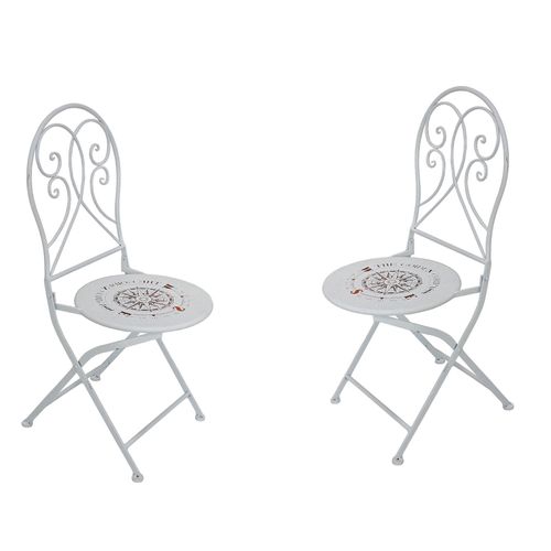 4041908129543 - 2er Set Metall Klappstuhl Balkon Stuhl Stühle Garten Balkon Vintage Landhaus