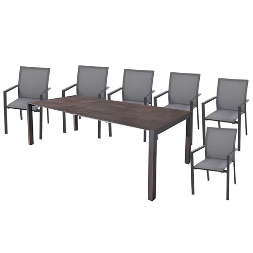 4059865632419 - 7tlg Garten Tischgruppe Sitzgruppe Stapelstuhl Stuhl Aluminium 4059865632419 - 7tlg Garten Tischgruppe Sitzgruppe Stapelstuhl Stuhl Aluminium