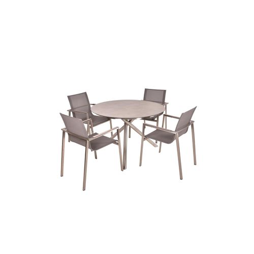 4059865632358 - 5-tlg Garten Tischgruppe Sitzgruppe Tisch Stuhl Möbel Metall
