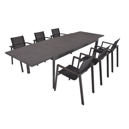 4041908130174 - 7tlg Garten Tischgruppe Sitzgruppe Stapelstuhl Stuhl Kunststoff