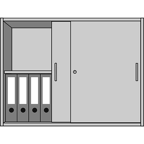 4061753047113 - eurokraft pro STATUS - Aufsatzschrank 1 Fachboden Schiebetüren alusilber   Buche-Dekor