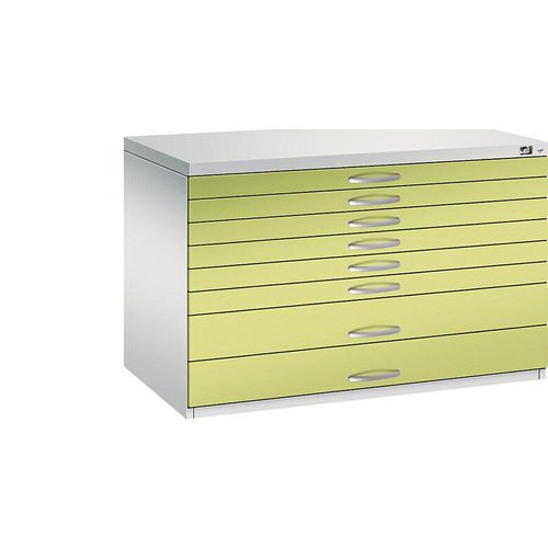 4062084478690 - CP 7100 Planschrank lichtgrau viridingrün 8 Schubladen 1100 x 765 x 760 cm