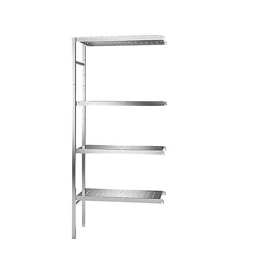 4021177001245 - Edelstahl-Steckregal 4 gelochte Fachböden Fachbodenbreite x Tiefe 740 x 440 mm Anbauregal 4021177001245 - Edelstahl-Steckregal 4 gelochte Fachböden Fachbodenbreite x Tiefe 740 x 440 mm Anbauregal