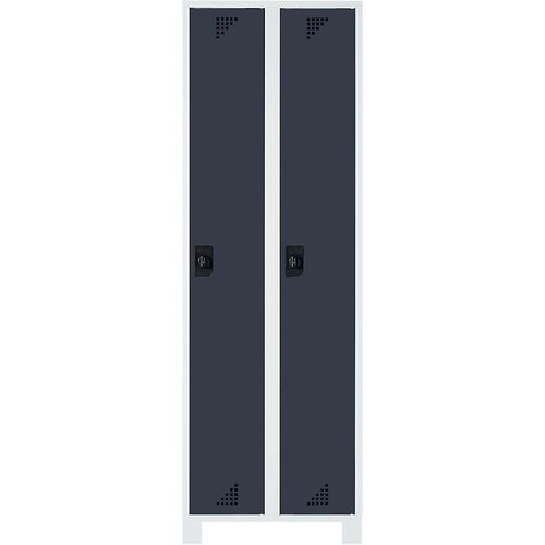 4061753010933 - eurokraft pro Mehrzweck- und Garderobenschrank Abteilhöhe 1695 mm 2 Abteile Breite 800 mm Korpus lichtgrau Türen anthrazitgrau 4061753010933 - eurokraft pro Mehrzweck- und Garderobenschrank Abteilhöhe 1695 mm 2 Abteile Breite 800 mm Korpus lichtgrau Türen anthrazitgrau