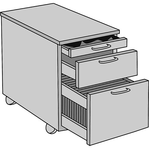 4061753046987 - eurokraft pro STATUS - Rollcontainer Utensilienschub 1 Materialschub 1 Hängeregistratur lichtgrau