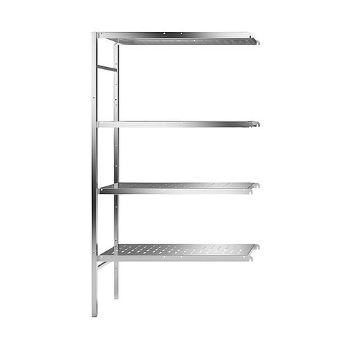 4021177001269 - Edelstahl-Steckregal 4 gelochte Fachböden Fachbodenbreite x Tiefe 940 x 440 mm Anbauregal 4021177001269 - Edelstahl-Steckregal 4 gelochte Fachböden Fachbodenbreite x Tiefe 940 x 440 mm Anbauregal