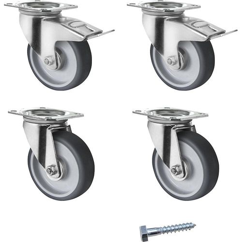 4260582170591 - Rollen Set für Palettenbehälter Big Box FP-FBO1210 mit Volumen 680 l 2x Lenkrollen mit Feststeller 2x Bockrollen & Schrauben ø 100 mm TPE grau 4260582170591 - Rollen Set für Palettenbehälter Big Box FP-FBO1210 mit Volumen 680 l 2x Lenkrollen mit Feststeller 2x Bockrollen & Schrauben ø 100 mm TPE grau