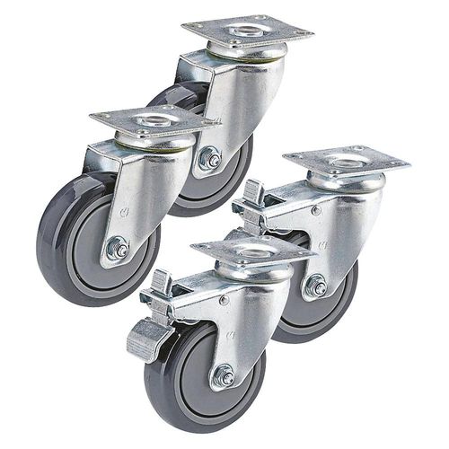 4250615211889 - Gummireifen thermoplastisch Set-Angebot 2 x Lenkrolle und 2 x Lenkrolle mit Doppelstopp Montageplatte Rad-Ø x Breite 50 x 18 mm Proroll 4250615211889 - Gummireifen thermoplastisch Set-Angebot 2 x Lenkrolle und 2 x Lenkrolle mit Doppelstopp Montageplatte Rad-Ø x Breite 50 x 18 mm Proroll