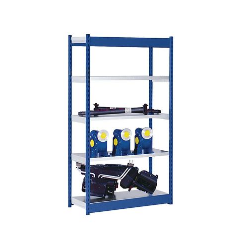 4250623732048 - Stabil-Steckregal einseitig Regalhöhe 2000 mm blau verzinkt Bodenbreite 1025 mm Grundregal Breite x Tiefe 1025 x 600 mm hofe