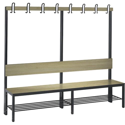 4063332796412 - Garderobenbank Basic Plus 1-seitig Rückenlehne mit Schuhrost Fußgestell schwarzgrau RAL 7021 B 1960 mm Dekor Eiche Ser 4063332796412 - Garderobenbank Basic Plus 1-seitig Rückenlehne mit Schuhrost Fußgestell schwarzgrau RAL 7021 B 1960 mm Dekor Eiche Ser