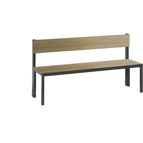 4063332799819 - Sitzbank Basic Plus 1-seitig Rückenlehne mit Schuhrost 4-Fußgestell schwarzgrau RAL 7021 B 1500 mm Dekor Eiche Ser 4063332799819 - Sitzbank Basic Plus 1-seitig Rückenlehne mit Schuhrost 4-Fußgestell schwarzgrau RAL 7021 B 1500 mm Dekor Eiche Ser