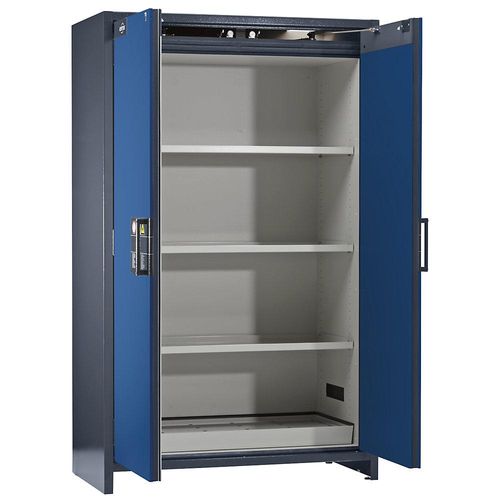 4250101115257 - asecos Feuerbeständiger Industrie-Gefahrstoffschrank Typ 90 HxBxT 1955 x 1200 x 615 mm 2-türig enzianblau