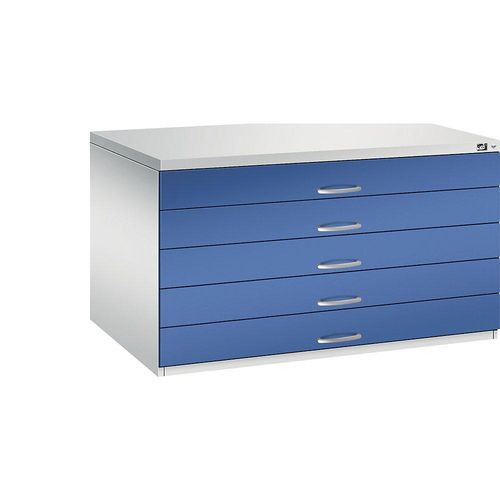 4055404388663 - CP 7200 Planschrank lichtgrau enzianblau 5 Schubladen 1350 x 960 x 760 cm