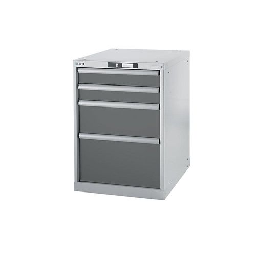 7612269030808 - LISTA Werkbank-Baukastensystem Unterbauschrank Höhe 800 mm 4 Schubladen graumetallic