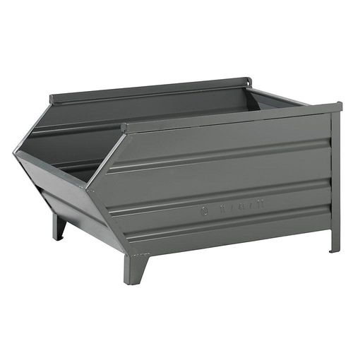 4330816298237 - Heson Stapelbehälter aus Stahlblech mit Entnahmeöffnung LxB 1200   1000 x 800 mm grau ab 10 Stk
