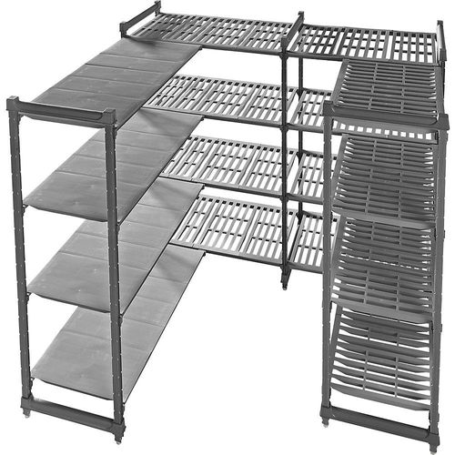 0099511935376 - Kunststoff-Steckregalsystem Fachboden-BxT 680 x 610 mm Grundregal Breite 760 mm Boden geschlitzt kaiserkraft