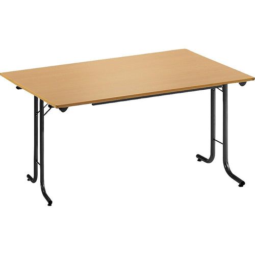 3700245508312 - Klapptisch mit abgerundeten Kanten Rundrohr-Gestell Plattenform rechteckig 1200 x 700 mm Gestell schwarz Platte Buche-Dekor