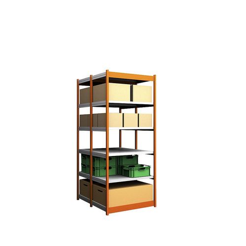 4250623734684 - Stabil-Steckregal doppelseitig Regalhöhe 2500 mm orange verzinkt Bodenbreite 1025 mm Grundregal Breite x Tiefe 1025 x 600 mm hofe