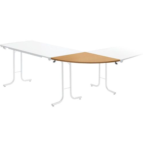 3700245508633 - Anbautisch zu Klapptisch Plattenform Viertelkreis 700 x 700 mm Gestell alufarben Platte Buche-Dekor kaiserkraft