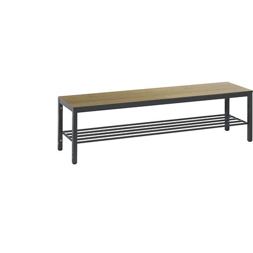 4063332799512 - Umkleidebank Basic Plus für Feuchträume ohne Rückenlehne 6-Fußgestell schwarzgrau RAL 7021 mit Schuhrost B 1500 mm Dekor Eiche Serrano 4063332799512 - Umkleidebank Basic Plus für Feuchträume ohne Rückenlehne 6-Fußgestell schwarzgrau RAL 7021 mit Schuhrost B 1500 mm Dekor Eiche Serrano
