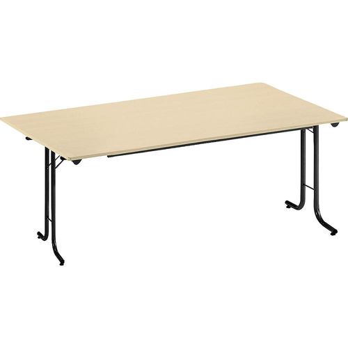 3700245510841 - Klapptisch mit abgerundeten Kanten Rundrohr-Gestell Plattenform rechteckig 1600 x 800 mm Gestell schwarz Platte Ahorn-Dekor