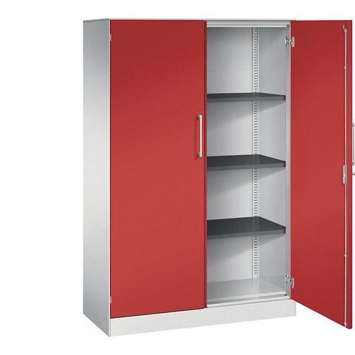 4062084797791 - Flügeltürenschrank ASISTO Höhe 1617 mm Breite 1000 mm 3 Fachböden lichtgrau feuerrot 4062084797791 - Flügeltürenschrank ASISTO Höhe 1617 mm Breite 1000 mm 3 Fachböden lichtgrau feuerrot
