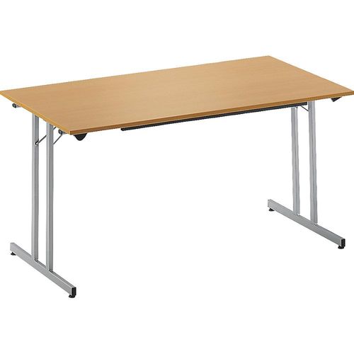 3700245507759 - Klapptisch STANDARD Vierkant-Gestell mit Höhenausgleichsschrauben 1200 x 600 mm Gestell alufarben Platte Buche-Dekor kaiserkraft