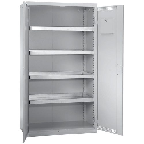 4031068144043 - Umweltschrank und Gefahrstoffschrank mit Zwangsbelüftung HxBxT 180x100x50 cm 4 dichtgeschweißte Wannen lichtgrau - Stumpf