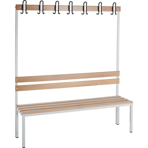 8697653677097 - eurokraft basic Garderobenbank Buche einseitig mit Lehne HxT 1700 x 430 mm Länge 1500 mm