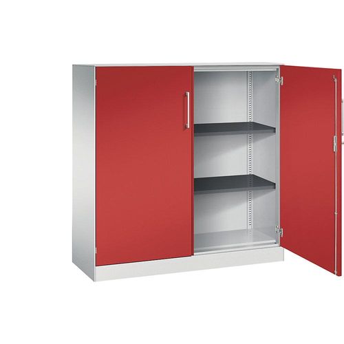 4062084798095 - Flügeltürenschrank ASISTO Höhe 1292 mm Breite 1200 mm 2 Fachböden lichtgrau feuerrot 4062084798095 - Flügeltürenschrank ASISTO Höhe 1292 mm Breite 1200 mm 2 Fachböden lichtgrau feuerrot