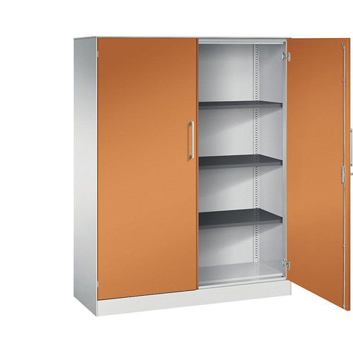 4062084797654 - Flügeltürenschrank ASISTO Höhe 1617 mm Breite 1200 mm 3 Fachböden lichtgrau gelborange 4062084797654 - Flügeltürenschrank ASISTO Höhe 1617 mm Breite 1200 mm 3 Fachböden lichtgrau gelborange