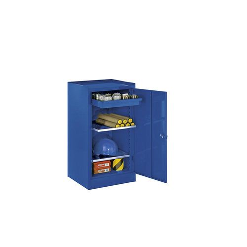 8697653675680 - eurokraft basic Werkzeugschrank mit 1 Schublade 2 Fachböden Höhenverstellraster 40 mm enzianblau RAL 5010